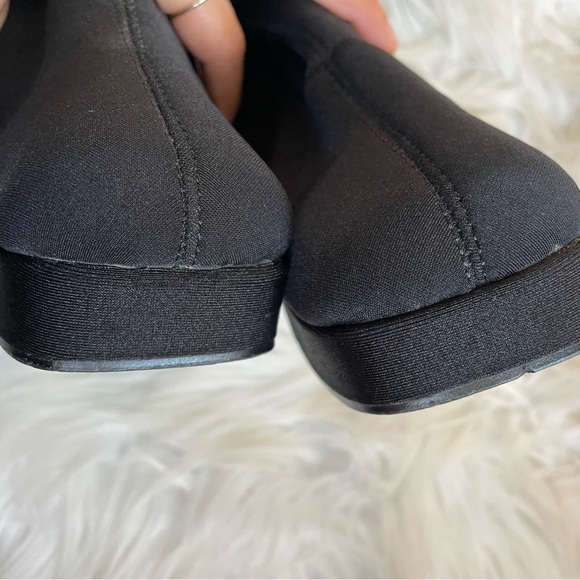 Vintage 90s  Grunge Square Toe stretch fabric/Sock knee-high boots - Picture 15 of 16